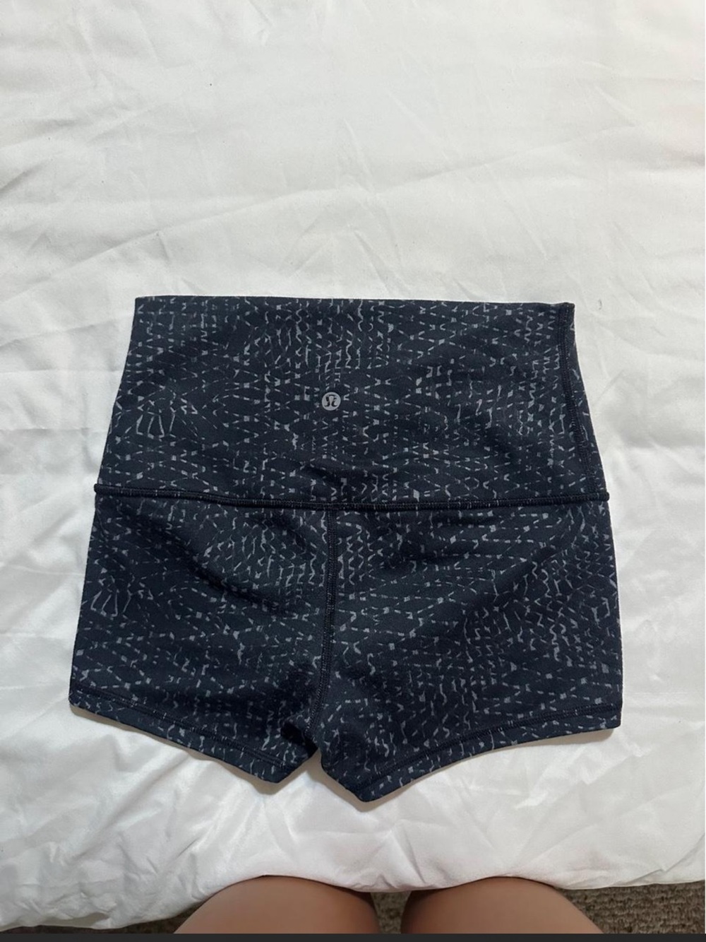 lululemon athletica Black Patterned High-Rise Bike Shorts